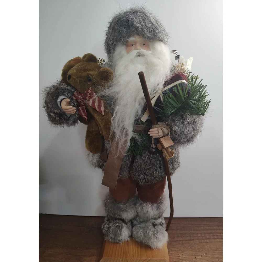 Father Christmas Figurine Wood Base 18